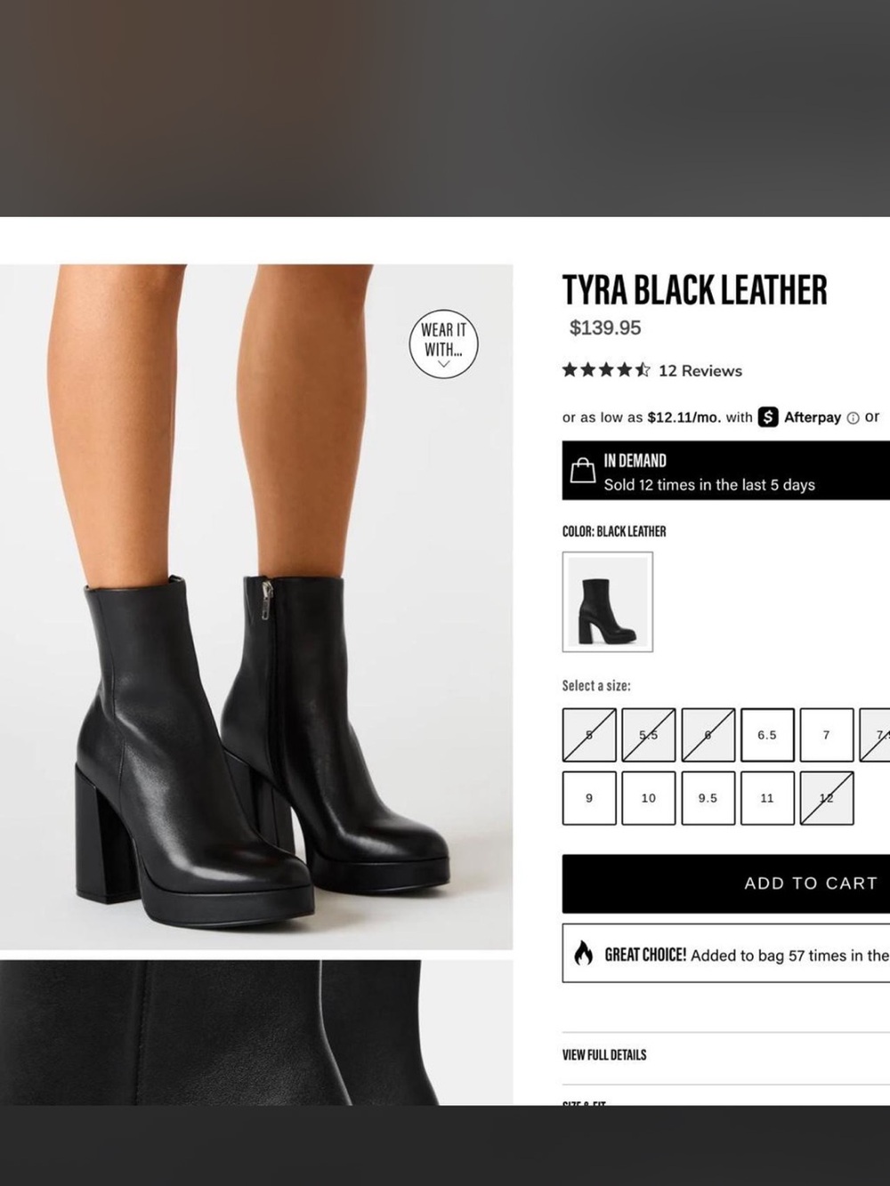 Steve Madden Tyra Black Leather Platform Ankle Boots